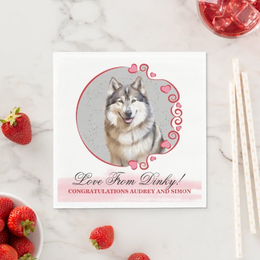 Alaskan Malamute bruiloft servetten met honden Fot (Insitu)