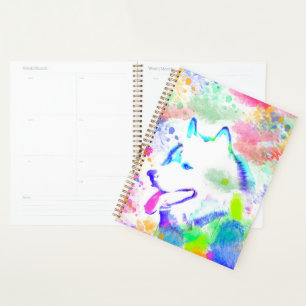 Alaskan Malamute Chien Watercolor Art Portrait