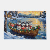 Alaskan Malamute Christmas Boat Holiday Deurmat (Voorkant)