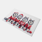 Alaskan Malamute Christmas Dress Santa Hat Deurmat (Schuin)