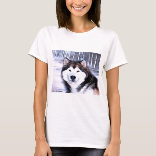 Alaskan Malamute Design door Artist SteJhourre T-shirt (Voorkant)