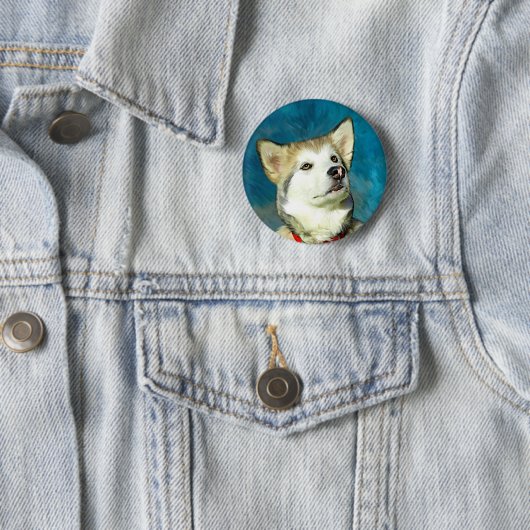 Alaskan Malamute Dog Art Ronde Button 5,7 Cm (In situ)