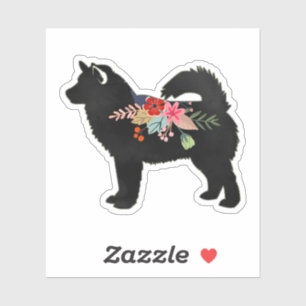 Alaskan Malamute Dog Boho Floral Silhouette Sticker