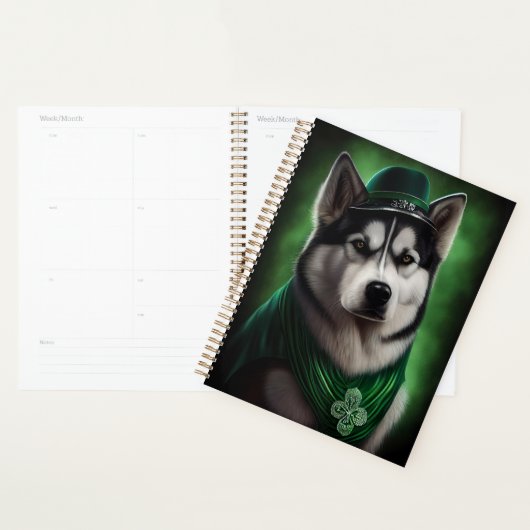 Alaskan Malamute dog in St. Patrick's Day Dress Planner (Display)