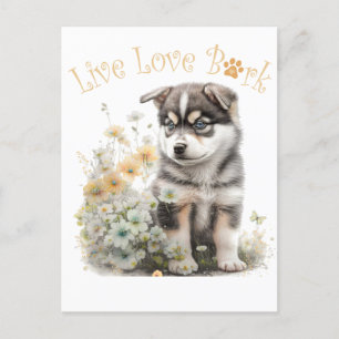 Alaskan Malamute Dog Mom Floral Briefkaart