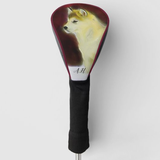 Alaskan malamute dog monogrammen golfheadcover (Voorkant)