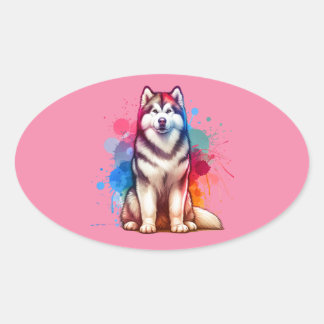 Alaskan Malamute Dog Ovale Sticker
