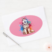Alaskan Malamute Dog Ovale Sticker (Envelop)