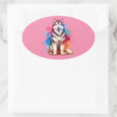 Alaskan Malamute Dog Ovale Sticker (Tas)