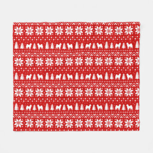 Alaskan Malamute Dog Silhouetten Kerstpatroon Fleece Deken