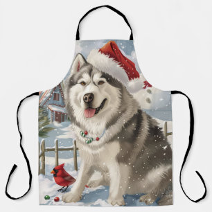 Alaskan Malamute Dog Winter Wonderland Kerstmis Schort