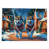 Alaskan Malamute Dogs Christmas Snow Holiday  Groot Cadeauzakje (Achterkant)