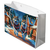 Alaskan Malamute Dogs Christmas Snow Holiday  Groot Cadeauzakje (Achterkant Gekanteld)