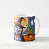 Alaskan Malamute Dogs Pompoen Halloween Grappig Koffiemok (Voorkant rechts)