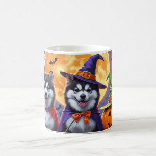 Alaskan Malamute Dogs Pompoen Halloween Grappig Koffiemok