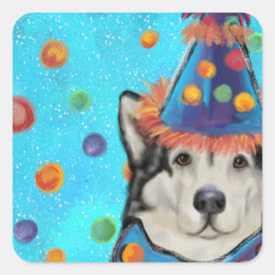 Alaskan Malamute Feestje Vierkante Sticker