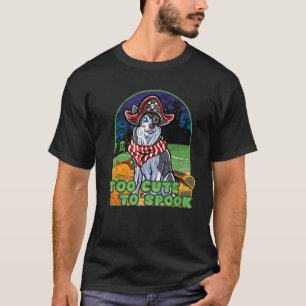 Alaskan Malamute Gelukkig Halloween Kostuum Pirate T-shirt