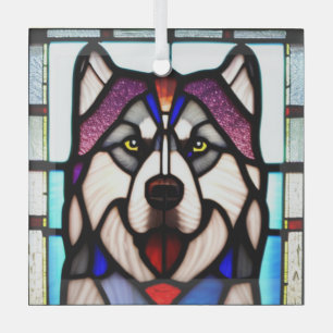 Alaskan Malamute "Glas in lood" Glas Ornament