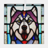 Alaskan Malamute "Glas in lood" Glas Ornament (Achterkant)