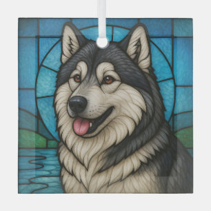 Alaskan Malamute "Glas in lood" Glas Ornament