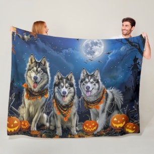 Alaskan Malamute Halloween Spooky Fleece Deken