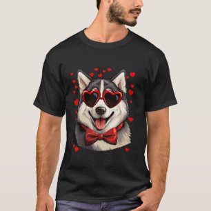 Alaskan Malamute Heart Zonnebril Bow Stropdas Vale T-shirt