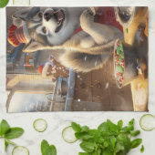 Alaskan Malamute Holiday Baking: Feestelijke Kerst Theedoek (Gevouwen)