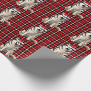 Alaskan Malamute Hond en Vakantie Plaid Kerstmis Cadeaupapier