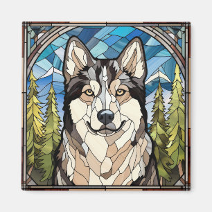 Alaskan Malamute hond glazen ornament Magneet