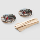 Alaskan Malamute Hond in Sneeuw Kerstmis Handwaaier (Niet-gemonteerd)