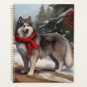 Alaskan Malamute Hond in Sneeuw Kerstmis Planner (Voorkant)