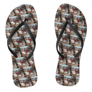 Alaskan Malamute-hond in sneeuw Kerstmis Teenslippers