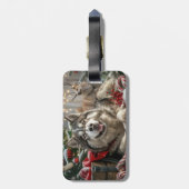 Alaskan Malamute Hond Kerstfeest Bagagelabel (Achterkant verticaal)