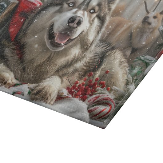 Alaskan Malamute Hond Kerstfeest Snijplank (Hoek)