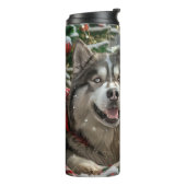Alaskan Malamute Hond Kerstfeest Thermosbeker (Gedraaid links)