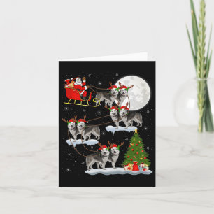 Alaskan Malamute Hond Kerstman slee van vliegen Fu Kaart