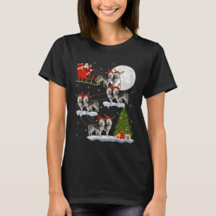Alaskan Malamute Hond Kerstman slee vliegend grapp T-shirt