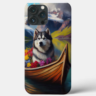 Alaskan Malamute-hond op peddel: Een landschappeli iPhone 13 Pro Max Hoesje