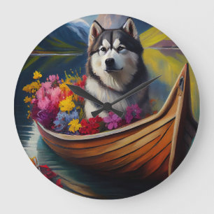 Alaskan Malamute-hond op peddel: Een landschappeli Grote Klok