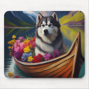 Alaskan Malamute-hond op peddel: Een Schitterend A Muismat