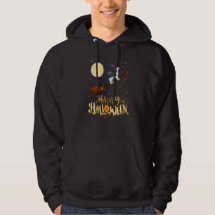 Alaskan Malamute-hond rijdt op heks met jachtgewee Hoodie