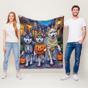 Alaskan Malamute Honden Trick-or-Treating Hallowee Fleece Deken