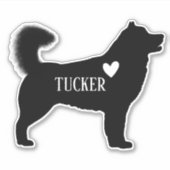 Alaskan Malamute Husky Silhouet Aangepaste naam Sticker (Voorkant)