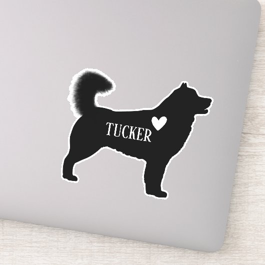 Alaskan Malamute Husky Silhouet Aangepaste naam Sticker (Detail)