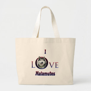 Alaskan Malamute Ik Liefde Grote Tote Bag