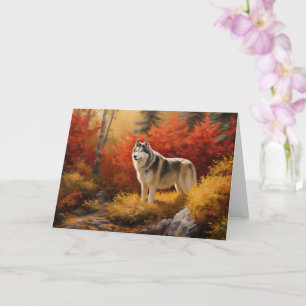 Alaskan Malamute in de herfst laat Herfst geïnspir Kaart