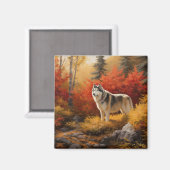 Alaskan Malamute in de herfst laat Herfst geïnspir Magneet (Voorkant / Achterkant)