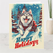 Alaskan Malamute in de sneeuw Kerstmis Kaart (Voorkant)