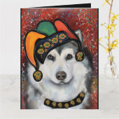 Alaskan Malamute Kaart (Gele Bloem)