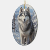 Alaskan Malamute Keramisch Ornament (Links)